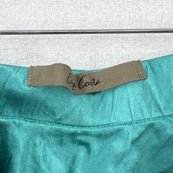 ENZA COSTA Strapless Satin Bias Dress Womens Medium Teal Aqua Blue Maxi Pull On - Picture 10 of 13